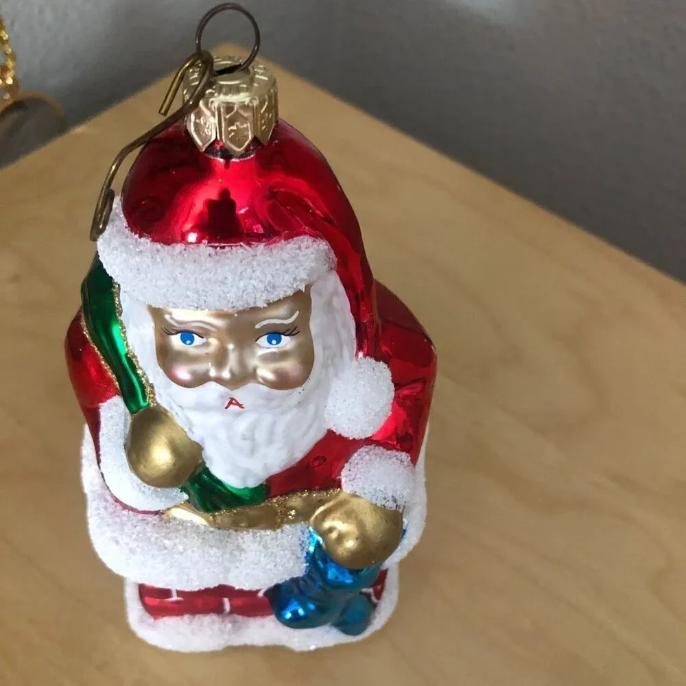 Vintage Blown Glass Ornament Santa Stuck in the Chimney Made in Poland 6